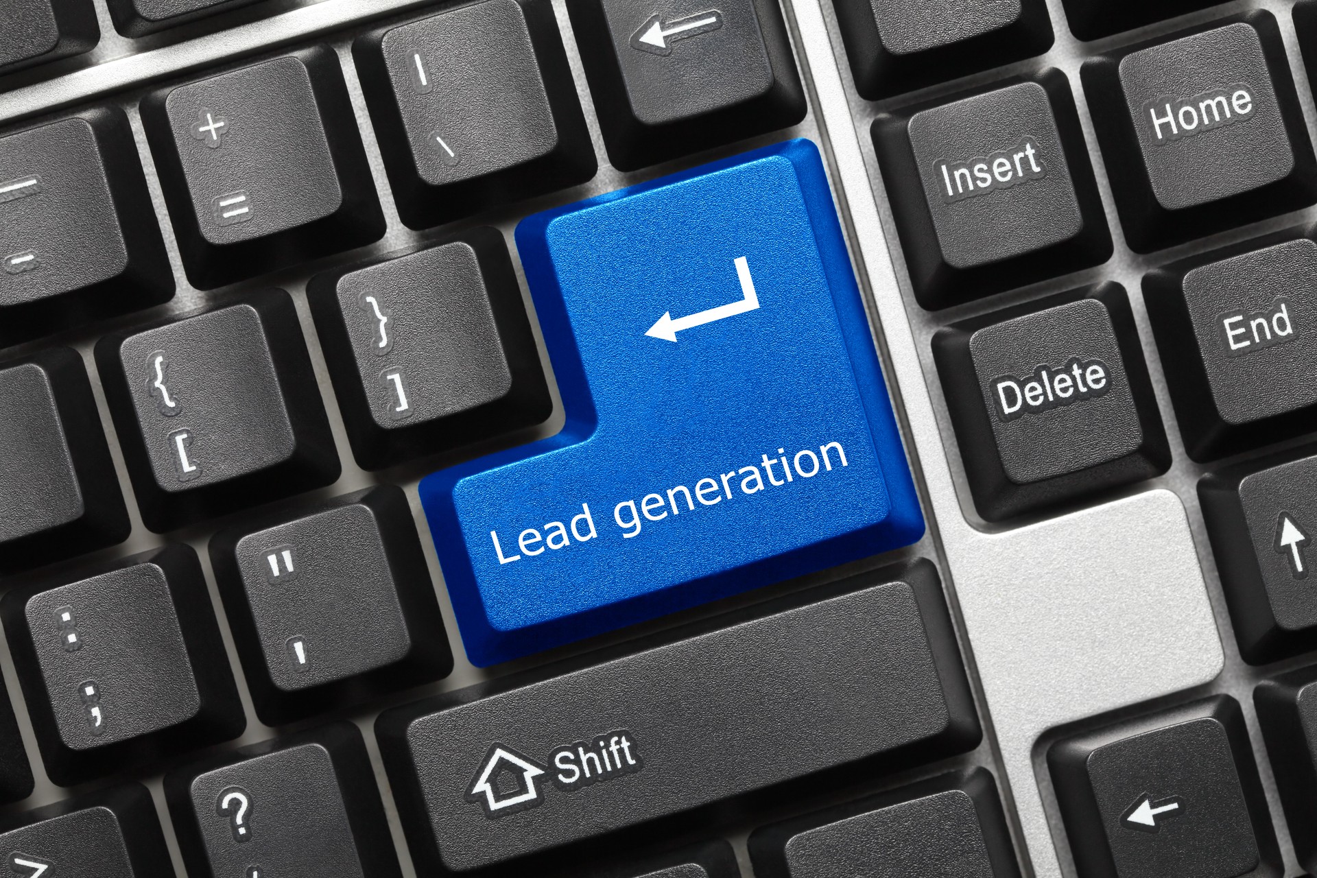 Conceptual keyboard - Lead generation (blue key)